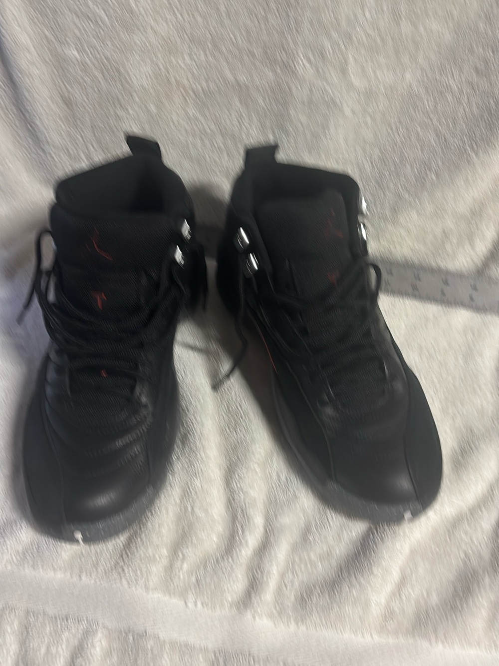 Jordan Men’s Black High-Top Basketball Shoes with Red Accents